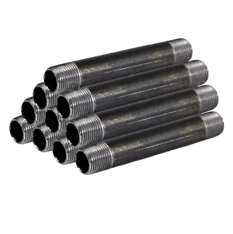 SupplyGiant 1/2 x 6 Inch Black Steel Pipe (10-Pack), Heavy Duty Industrial Malleable Iron Pipes, Pre Cut Threaded Nipple Great For All DIY Furniture And Black Pipe Shelving - Image 3